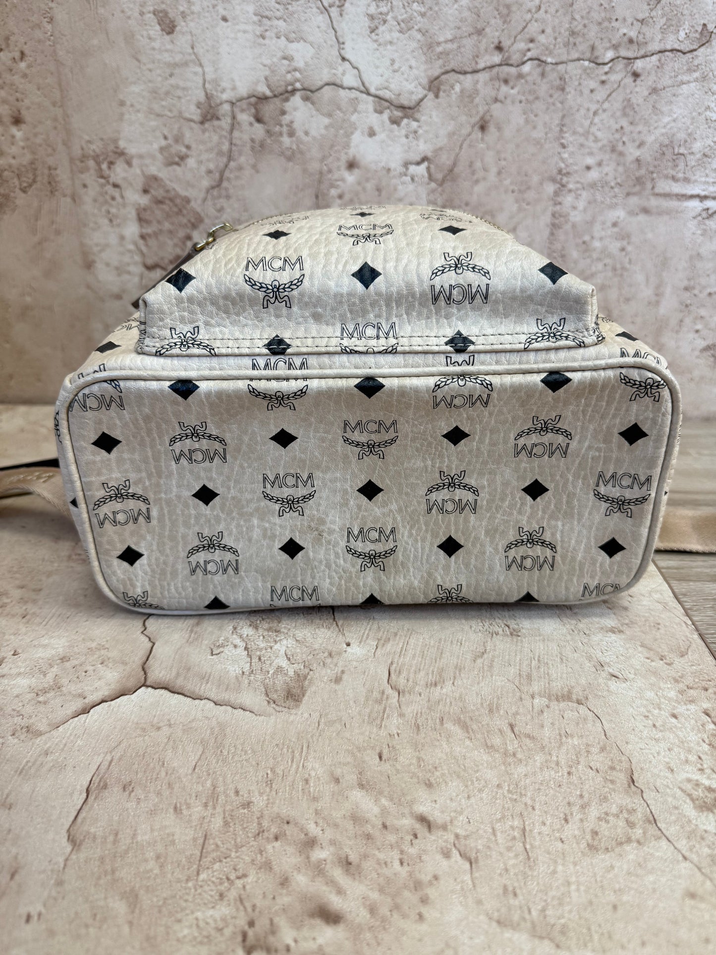 MCM Cream Visetos Stark Side Studs Backpack