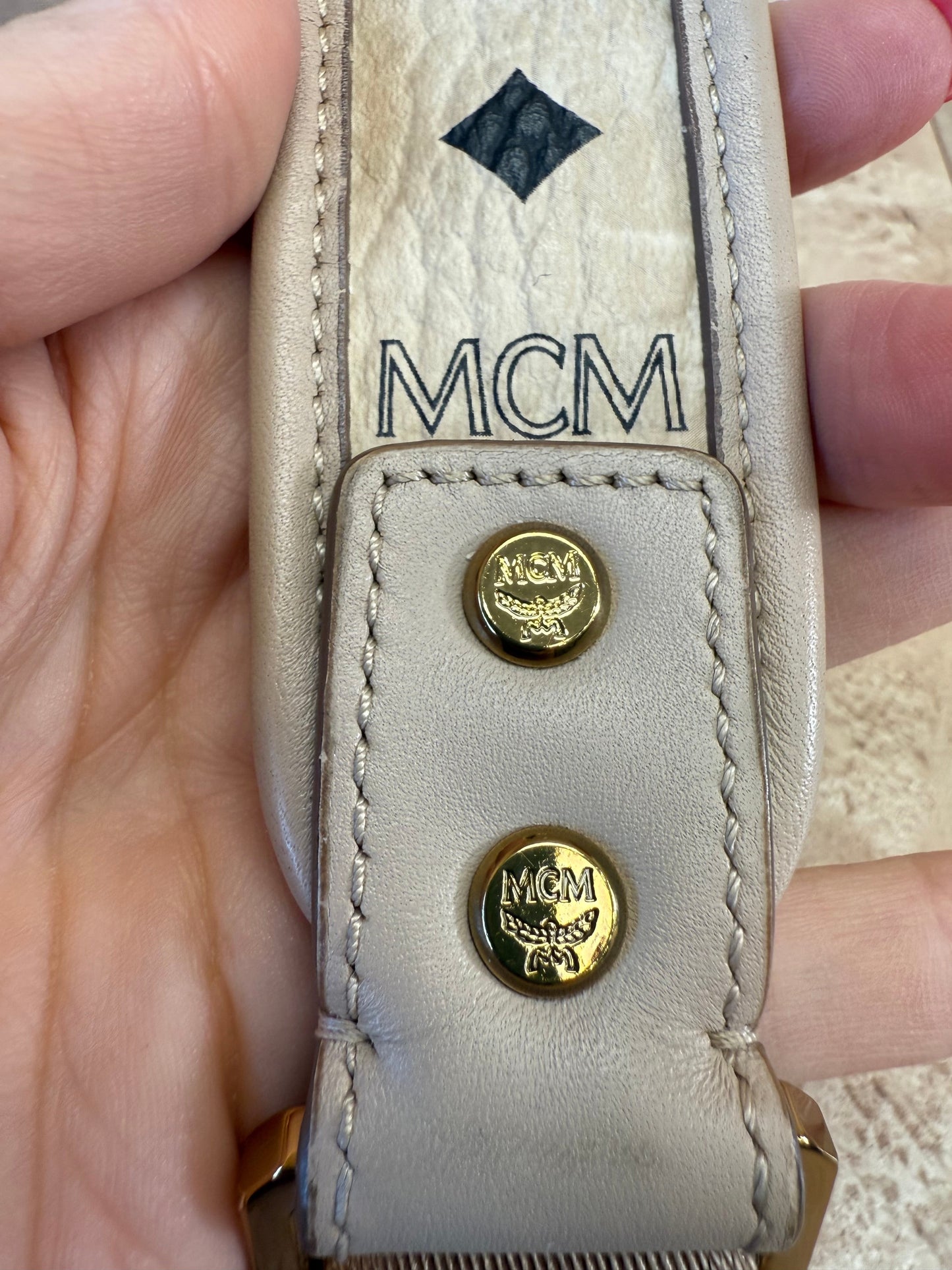 MCM Cream Visetos Stark Side Studs Backpack